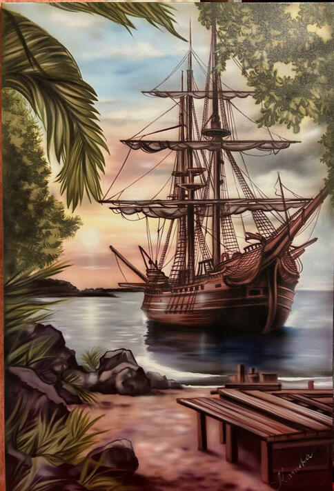|The Captain’s Harbour ⚓| Price: $450 Size: 24" x 36" Availability: Available ORDER
